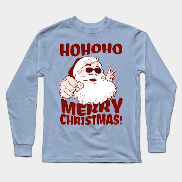 Hipster Santa Long Sleeve T-Shirt by Bear in a Puddle